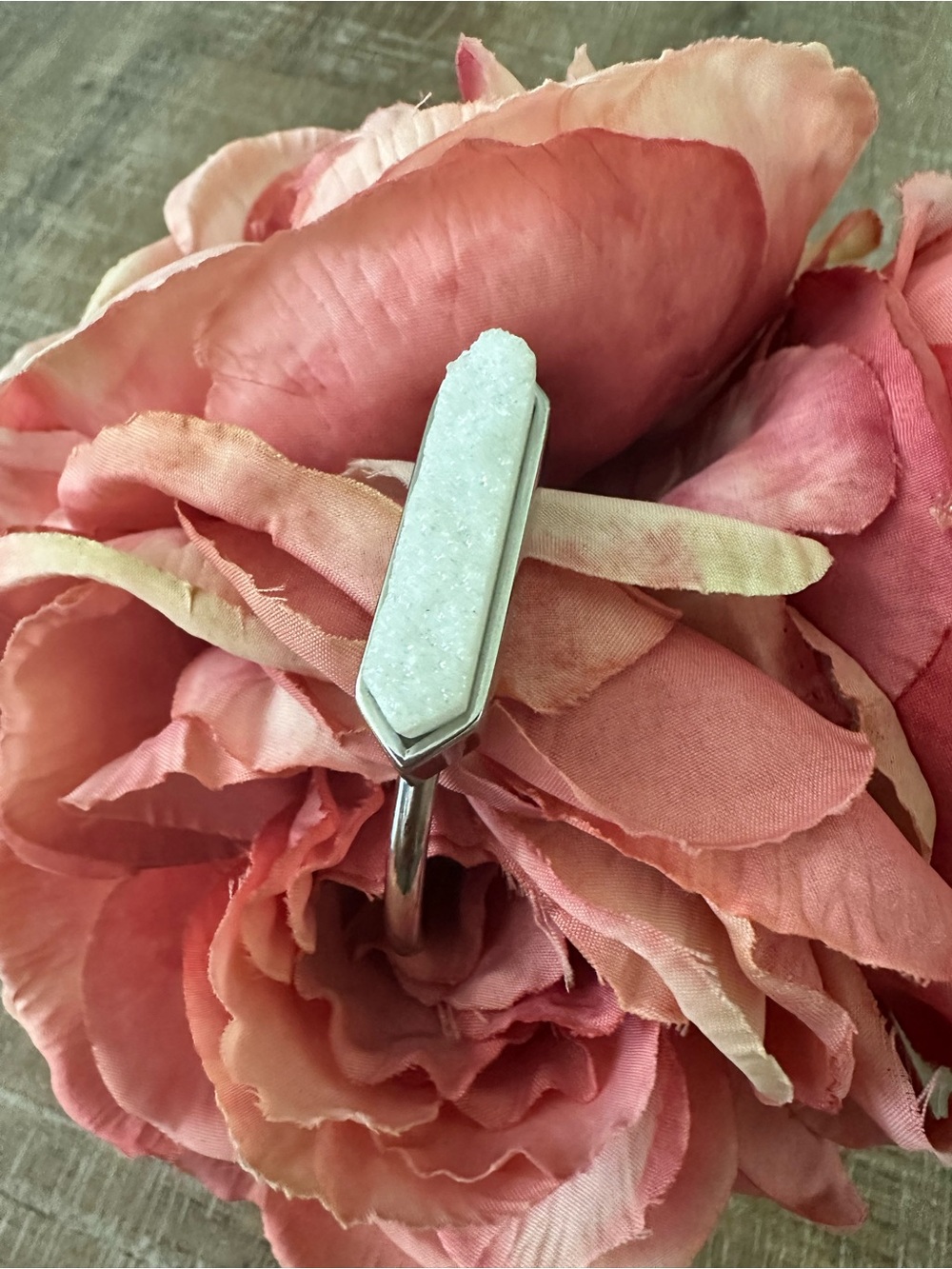 Kinsley Armelle White Druzy Stone Cuff Bracelet